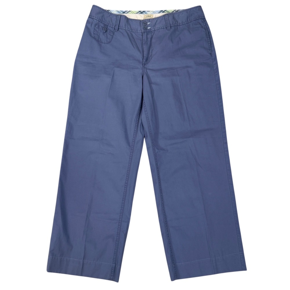 LL Bean Womens Blue 100% Cotton Wide Leg Chino Pants Plus Size‎ 16 Regular 0JCQ2